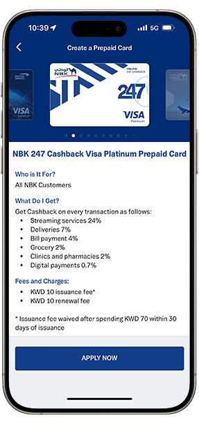 Apply for NBK 247 Cashback Prepaid Card